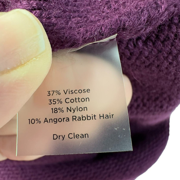 Talbots Angora Blend Plum Turtle Neck Cable Knit Button Down Cardigan (S) - Picture 14 of 14